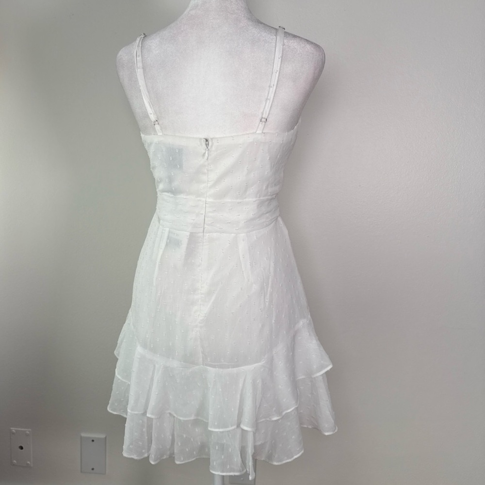 Hello Molly Ice Cold Mini Dress Size 4 AU 8 White Swiss Dot Belted Ruffles - Picture 6 of 12